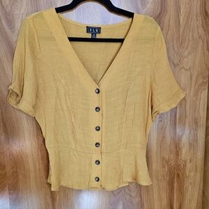 Elegant Mustard Button-Up Blouse